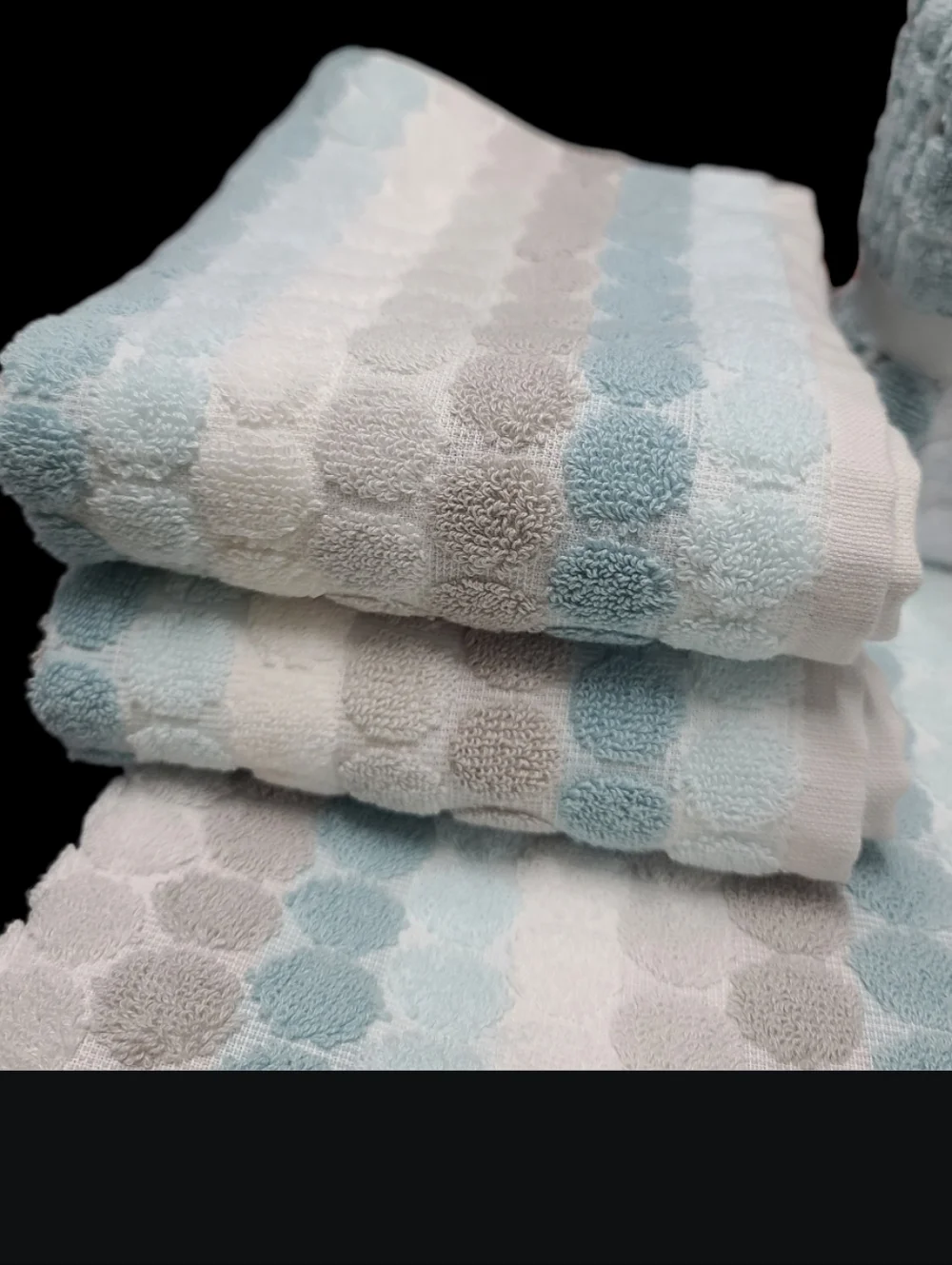 8pc Soho Living Bath Hand Washcloth Striped Dot Aqua Blue Gray Towel Set New